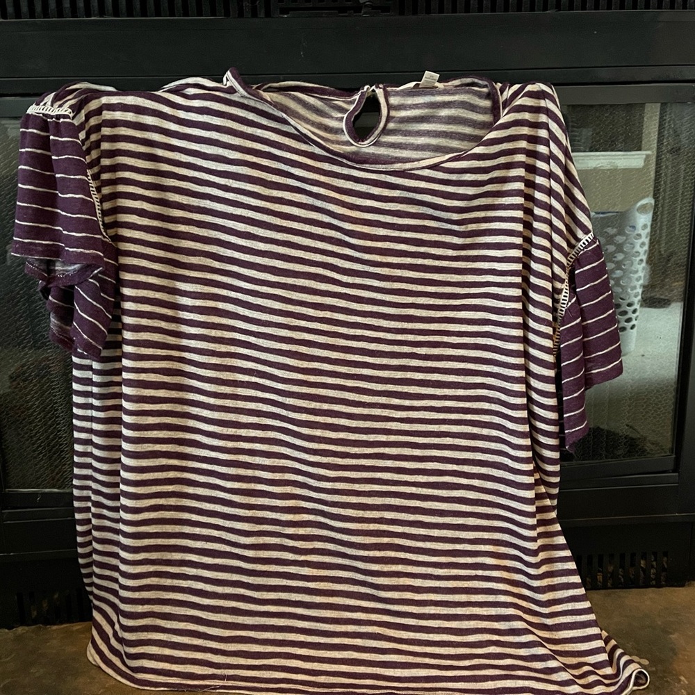 Striped purple maternity shirt